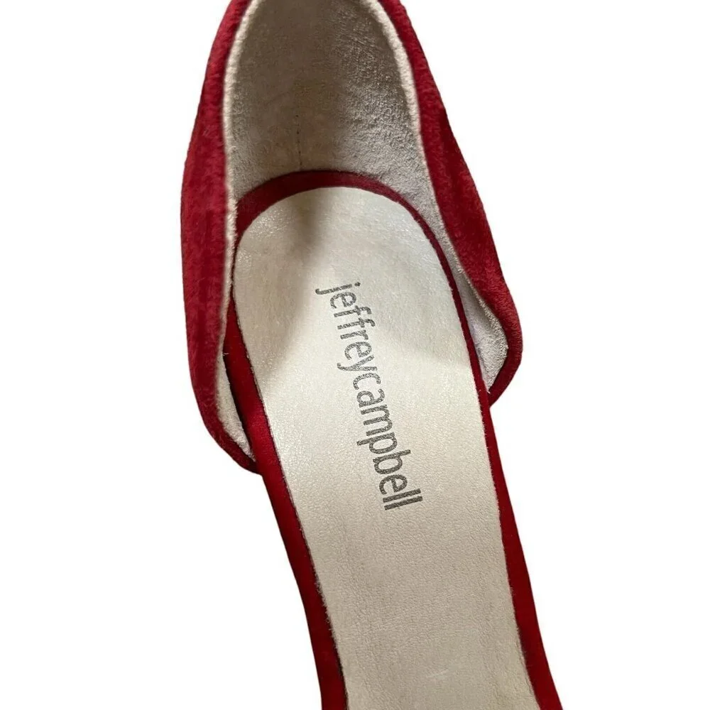 Jeffrey Campbell D'orsay High Heels Pumps Size 8 Red Suede Event Valentines Day